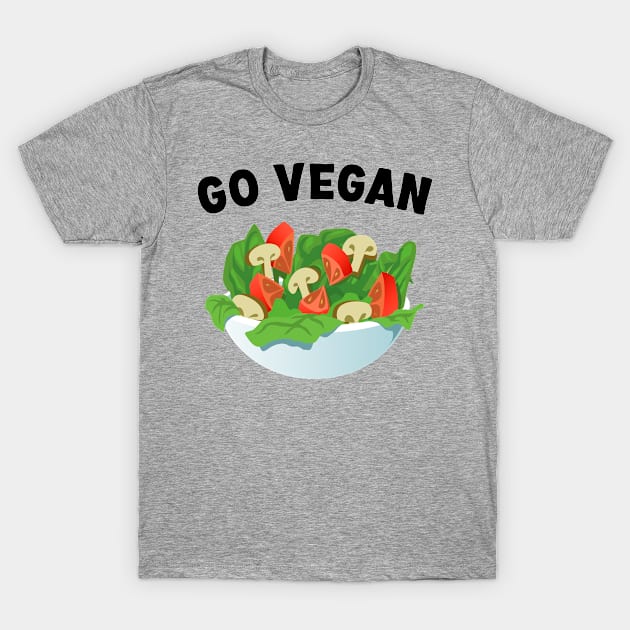 Go Vegan Salad Bowl T-Shirt by Whimsical Frank